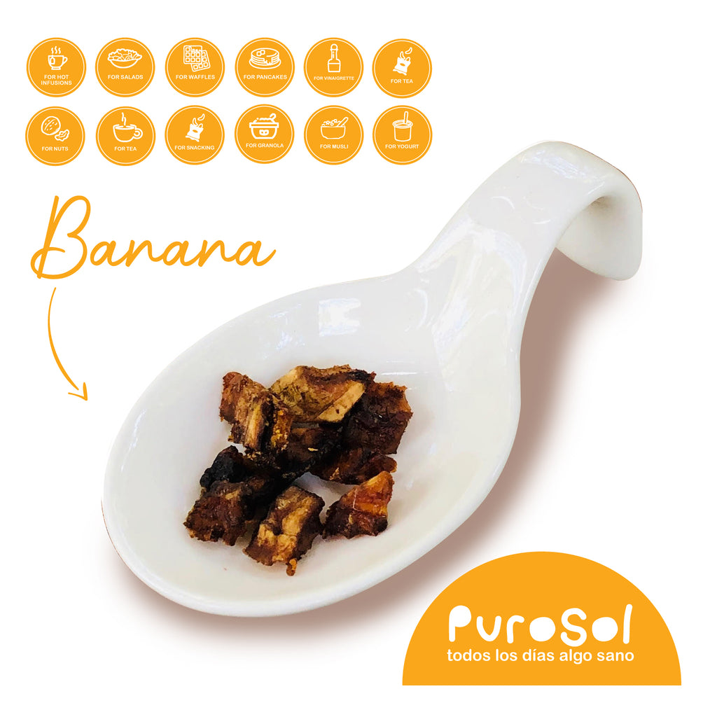 Sun Dried Cubed Banana by PuroSol (217 gr.)-healthy snacks sun-dried in Guatemala, dehydrated fruits and herbs for all of your culinary creations
