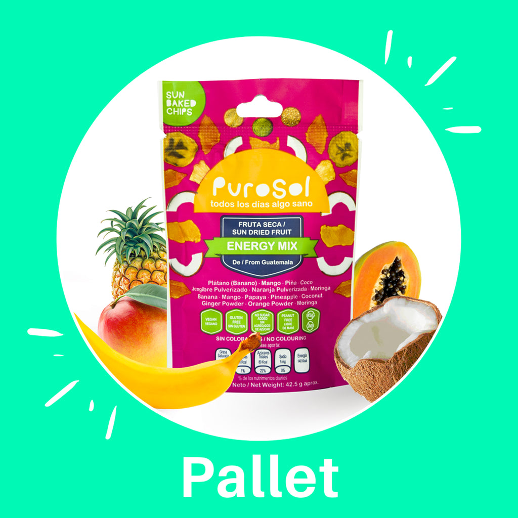 Pallet of Sun Dried Energy Mix by PuroSol (550 Kgs)-healthy snacks sun-dried in Guatemala, dehydrated fruits and herbs for all of your culinary creations