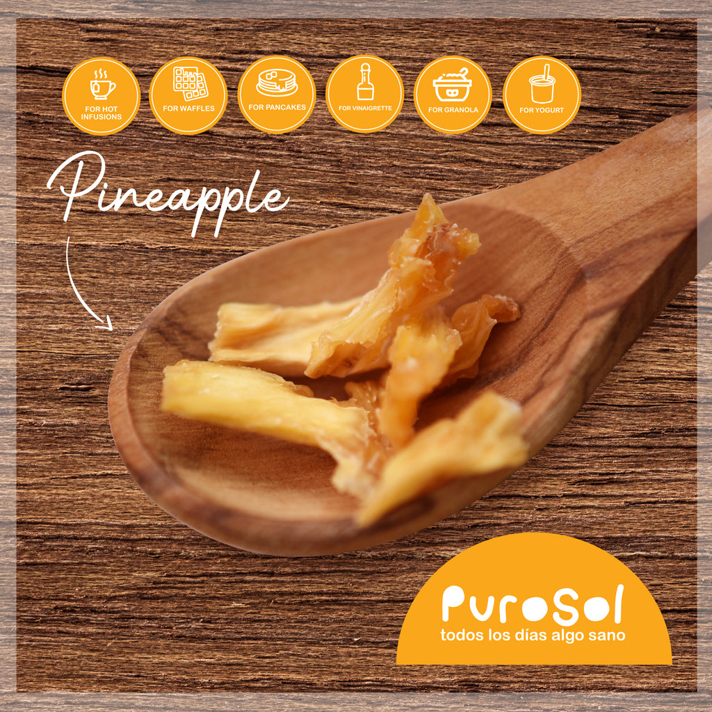Sun Dried Cubed Pineapple by PuroSol (217 gr.)-healthy snacks sun-dried in Guatemala, dehydrated fruits and herbs for all of your culinary creations