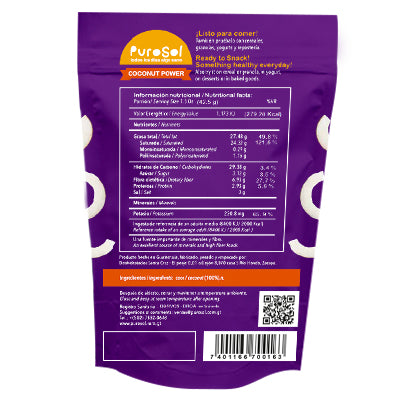 Sun Dried Coconut Power Snacks by PuroSol Snacks (42.5 gr)-healthy snacks sun-dried in Guatemala, dehydrated fruits and herbs for all of your culinary creations