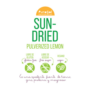 Sun Dried Pulverized Lemon by PuroSol (217 gr.)-healthy snacks sun-dried in Guatemala, dehydrated fruits and herbs for all of your culinary creations