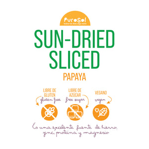 Sun Dried Sliced Papaya by PuroSol (217 gr.)-healthy snacks sun-dried in Guatemala, dehydrated fruits and herbs for all of your culinary creations