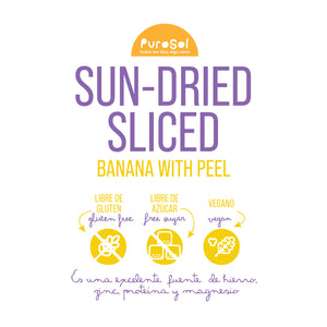 Sun Dried Sliced Banana with Peel (217 gr.)-healthy snacks sun-dried in Guatemala, dehydrated fruits and herbs for all of your culinary creations