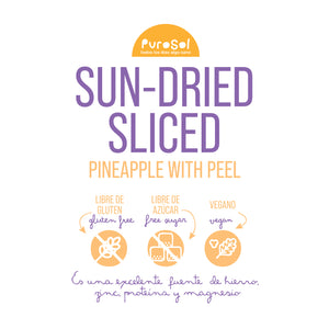 Sun Dried Sliced Pineapple with Peel by PuroSol (217 gr.)-healthy snacks sun-dried in Guatemala, dehydrated fruits and herbs for all of your culinary creations