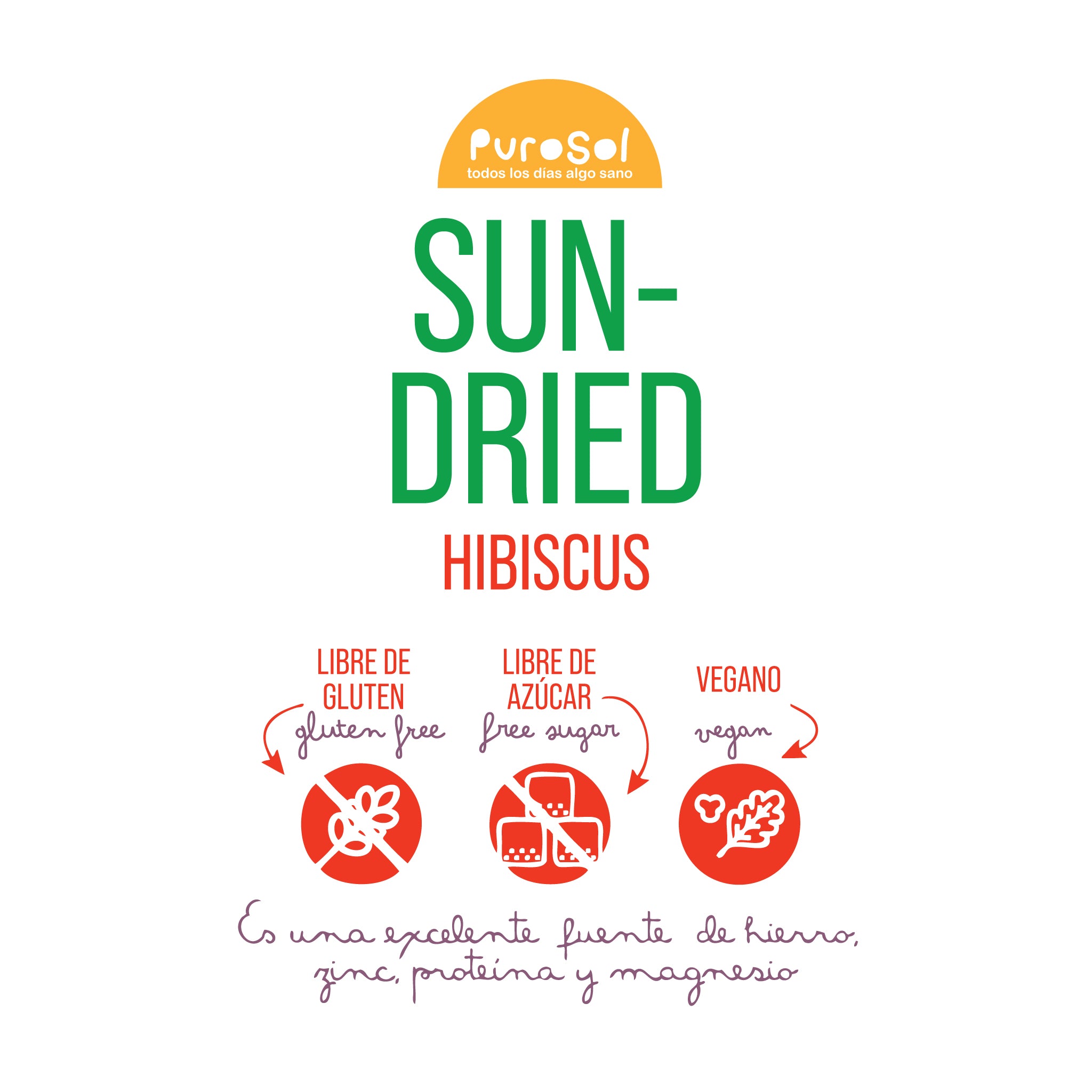 Sun Dried Hibiscus (217 gr.) by PuroSol-healthy snacks sun-dried in Guatemala, dehydrated fruits and herbs for all of your culinary creations