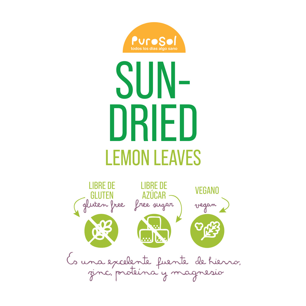 Sun Dried Lemon Leaves (217 gr.) by PuroSol-healthy snacks sun-dried in Guatemala, dehydrated fruits and herbs for all of your culinary creations