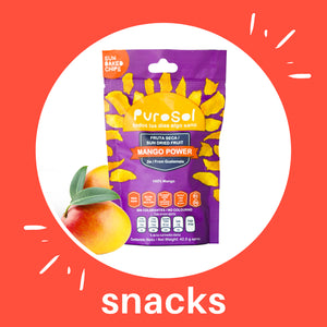 Sun Dried Mango Power Snacks by PuroSol Snacks (42.5 gr.)-healthy snacks sun-dried in Guatemala, dehydrated fruits and herbs for all of your culinary creations