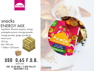 Wholesale Energy Mix from PuroSol (Box of 4.5 Kgs)-healthy snacks sun-dried in Guatemala, dehydrated fruits and herbs for all of your culinary creations
